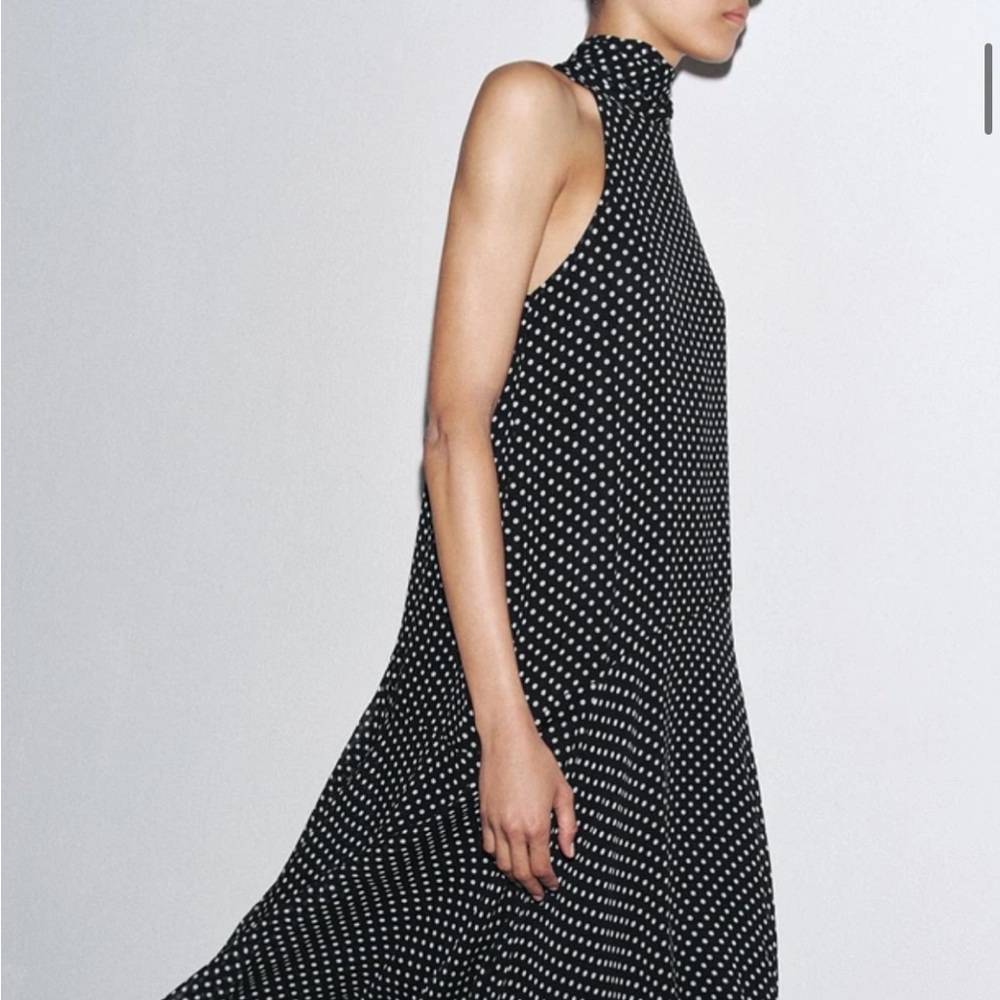 Zara polka dot dress with scarf halter neck